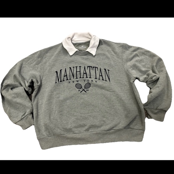 Hollister Other - Hollister Light Gray Crewneck Sweater with Manhattan Graphic
